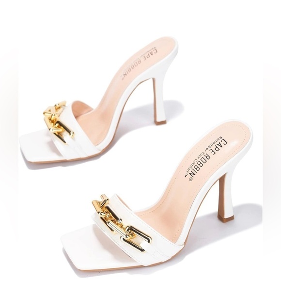 CAPE ROBBIN INTERMIX SEXY STILETTO GOLD HIGH HEELS FOR WOMEN SQUARE SIZE 8.5 NEW - Picture 1 of 5